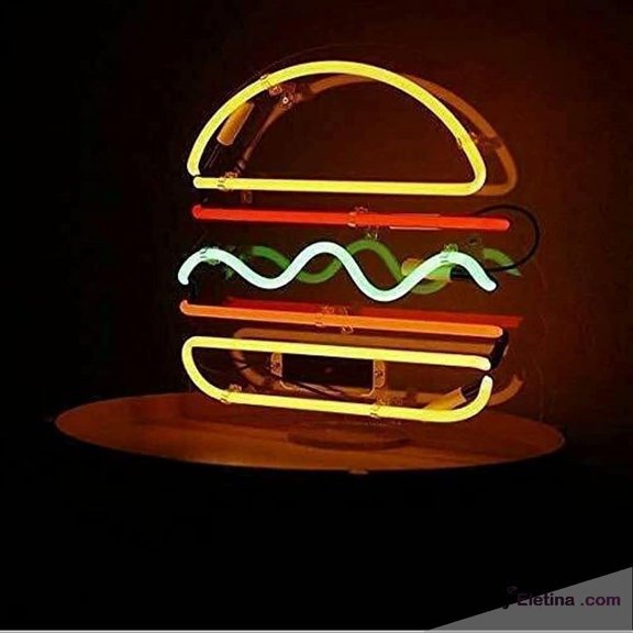 Neon Signs for Wall Decor Hamburger Burger Sign Acrylic Pub Beer Bar Handmade Artwork Light Neon Led Tubing 15x17inch