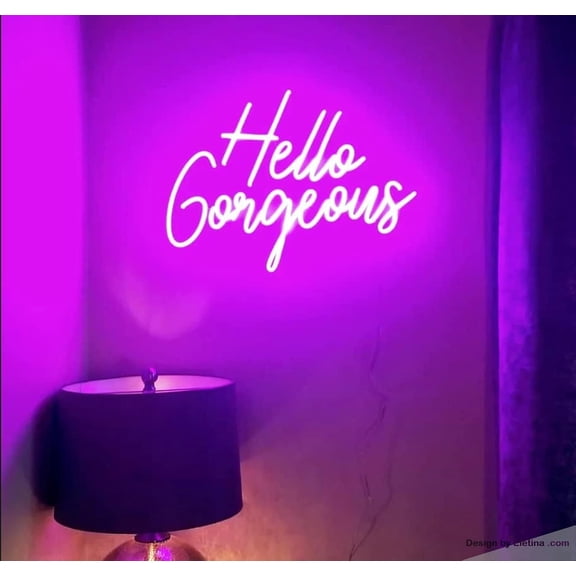 Neon Signs for Wall Decor Hello Gorgeous Sign Light Lights Party Flex Lamp Flex Neon Led Tubing16x20inch