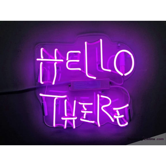 Neon Signs for Wall Decor Hello There Hell Here Sign Light With On/off Switch O And T Acrylic Handmade Lamp Wb Neon Led Tubing 15x17inch