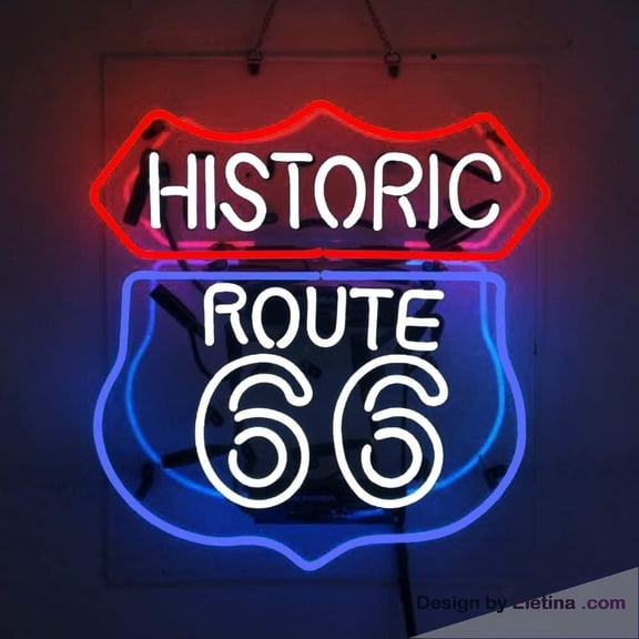 Neon Signs for Wall Decor Historic Route 66 Sign Beer Bar Pub Store Party Room Windows Display Light 16x20inch Inch Neon Led Tubing16x20inch