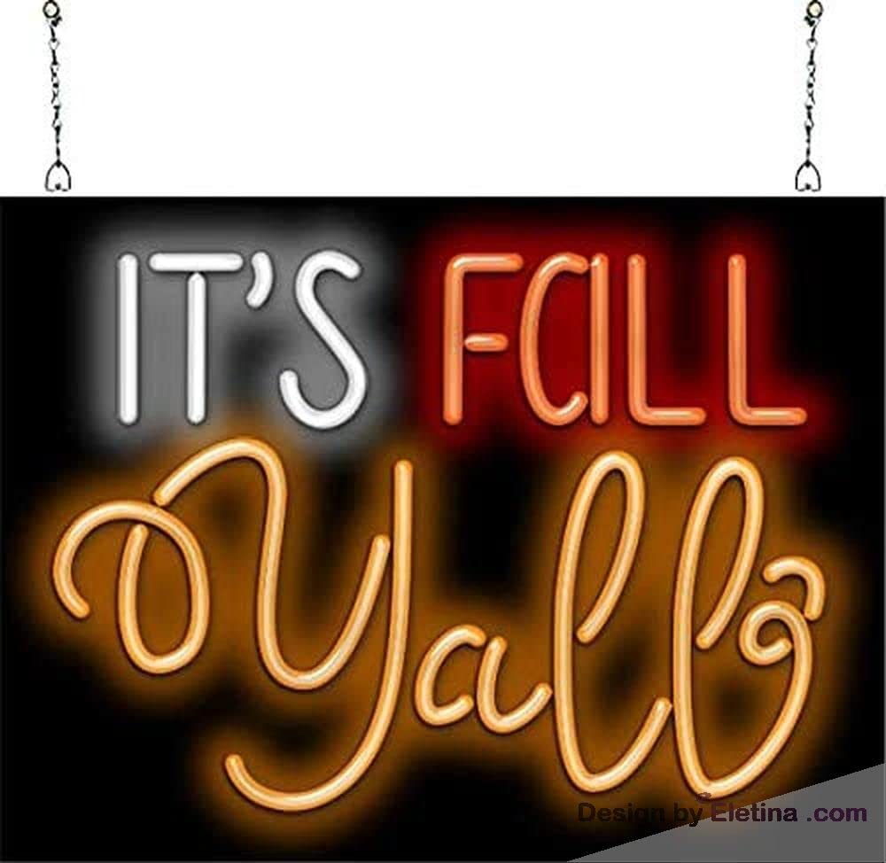 Fall Risk Neon Light Neon Signs for Wall Decor It's Fall Y'all Sign Neon Led Tubing16x20inch ...