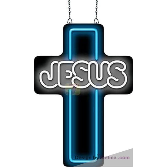 Neon Signs for Wall Decor Jesus Cross Sign Neon Led Tubing16x20inch