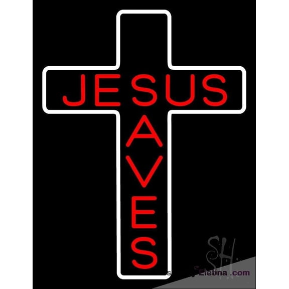 Neon Signs for Wall Decor Jesus Saves White Cross Sign Neon Led Tubing 15x17inch
