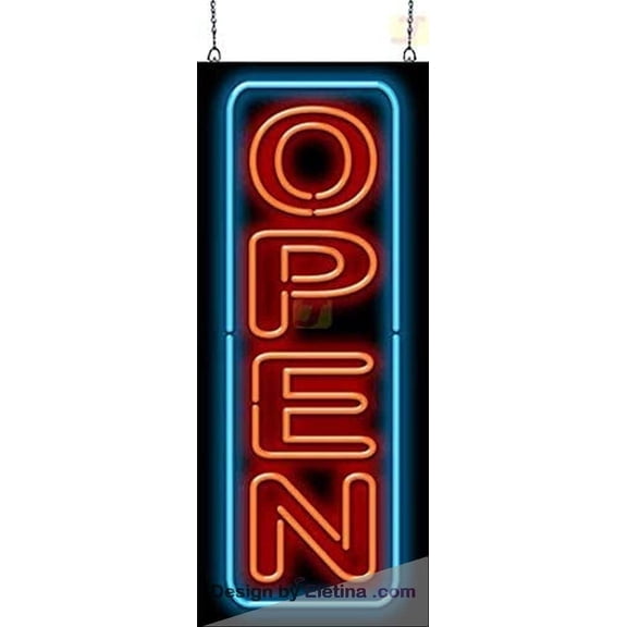 Neon Signs for Wall Decor Large Open Vertical Sign With Border Neon Led Tubing 15x17inch