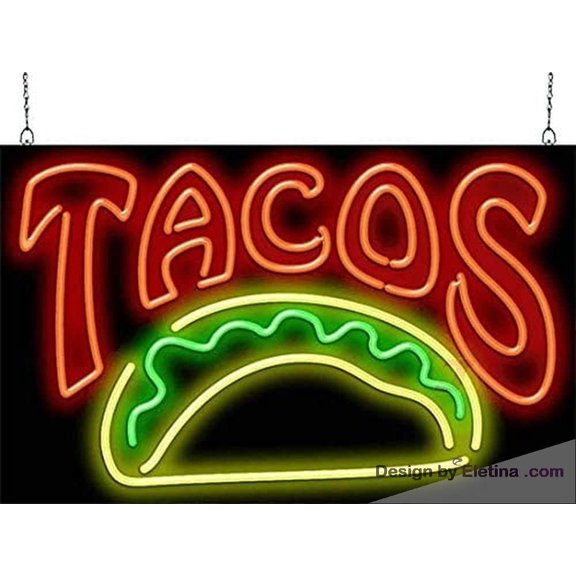 Neon Signs for Wall Decor Large Tacos Sign Neon Led Tubing16x20inch