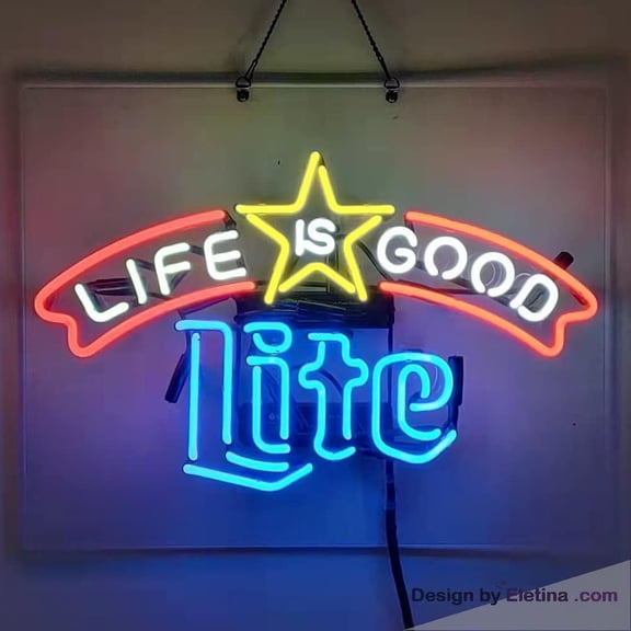 Neon Signs for Wall Decor Lite Beer Handmade Real Tubes Sign Home Bar Pub Club Man Cave Store Party Neon Led Tubing16x20inch