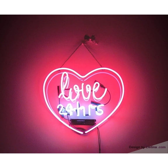 Neon Signs for Wall Decor Love Hrs Hours Sign Acrylic Beer Pub Bar Handmade Light Alpa Neon Led Tubing16x20inch