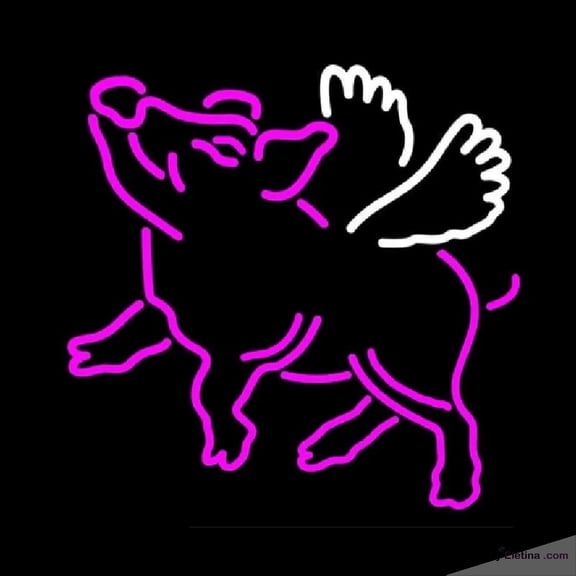 Neon Signs for Wall Decor Mfg Flying Pig Handmade Art Sign Neon Led Tubing 15x17inch