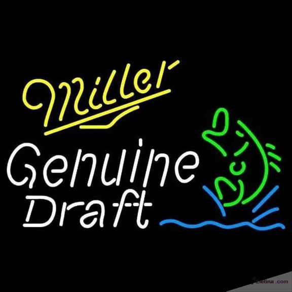 Neon Signs for Wall Decor Miller Genuine Draft Blinking Fish Beer Sign Handmade Art Sign Neon Led Tubing 15x17inch