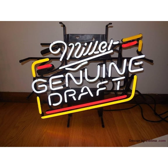 Neon Signs for Wall Decor Miller Genuine Draft Light Sign Beer Bar Pub Real Led ''''! Na Neon Tubing 15x17inch