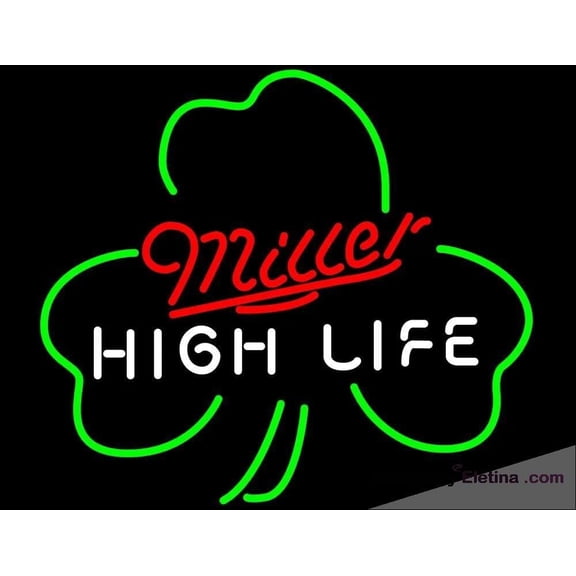 Neon Signs for Wall Decor Miller High Life Shamrock Beer Sign Neon Led Tubing16x20inch