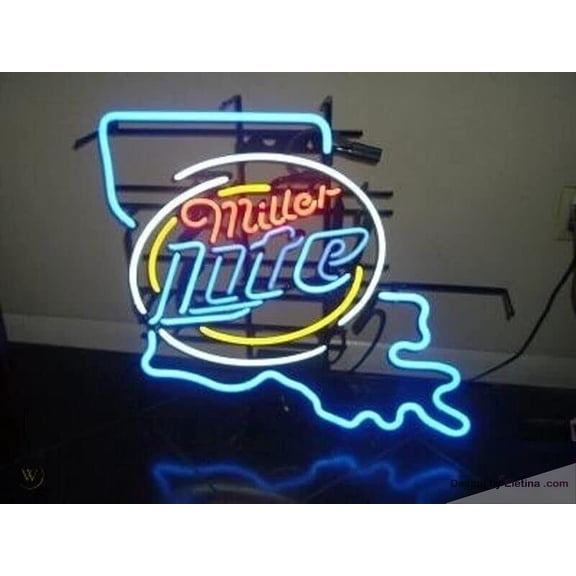 Neon Signs for Wall Decor Millers Lite Louisiana State Sign Light Man Cave Bar Pub Beer Gift Lamp Amllvlam Neon Led Tubing 15x17inch
