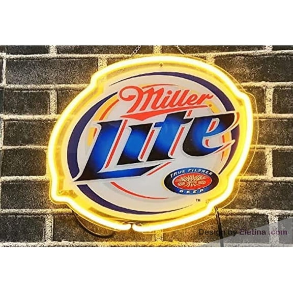 Neon Signs for Wall Decor Millers Lite True Pilsner Beer Sign Light With Dimmer Man Cave Bar Pub Beer Gift Lamp Neon Led Tubing 15x17inch