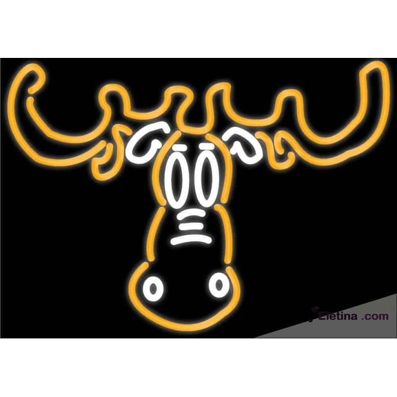 Neon Signs for Wall Decor Moose Head Beer Handmade Art Sign Neon Led Tubing16x20inch