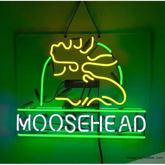 Neon Signs for Wall Decor Moosehead Lager Real Led Beer Bar Pub Store Party Room Window Display 15x17inch Inch Neon Tubing 15x17inch