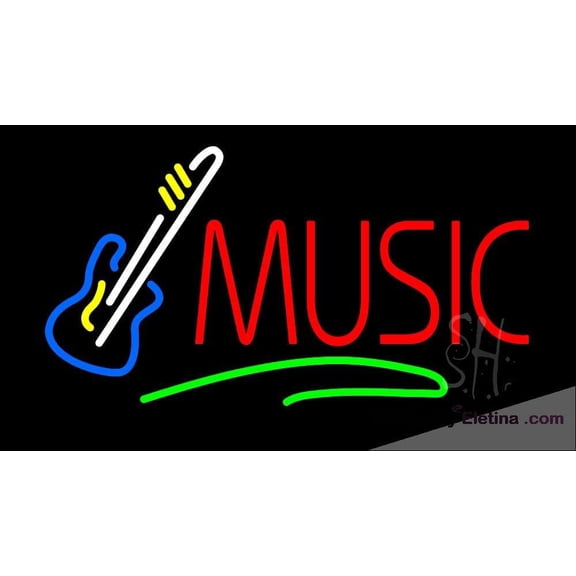 Neon Signs for Wall Decor Music With Guitar Sign Neon Led Tubing 15x17inch