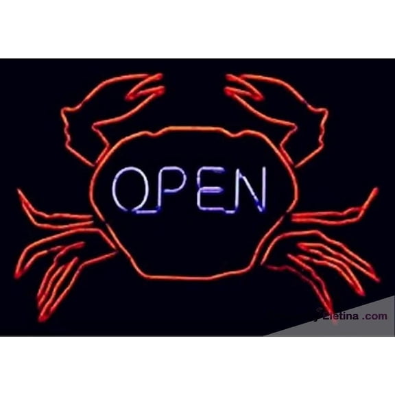 Neon Signs for Wall Decor New inin Crab Open Business Sign (multiple Man Cave Sports Bar Pub Beer Lights Lamp Led Light Neon Tubing16x20inch
