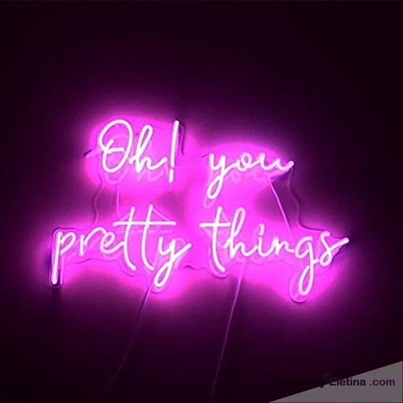 Neon Signs for Wall Decor Oh! You Pretty Things Sign Light Outline Acrylic Window Lamp With Dimmer Neon Led Tubing16x20inch