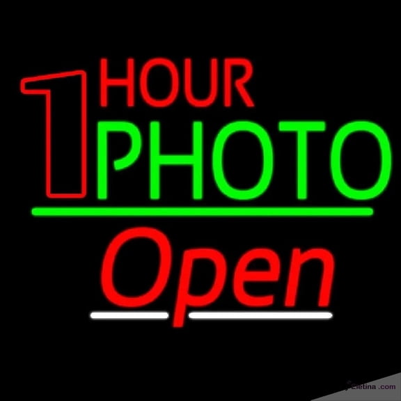 Neon Signs for Wall Decor One Hour Photo Open Handmade Art Sign Neon Led Tubing 15x17inch