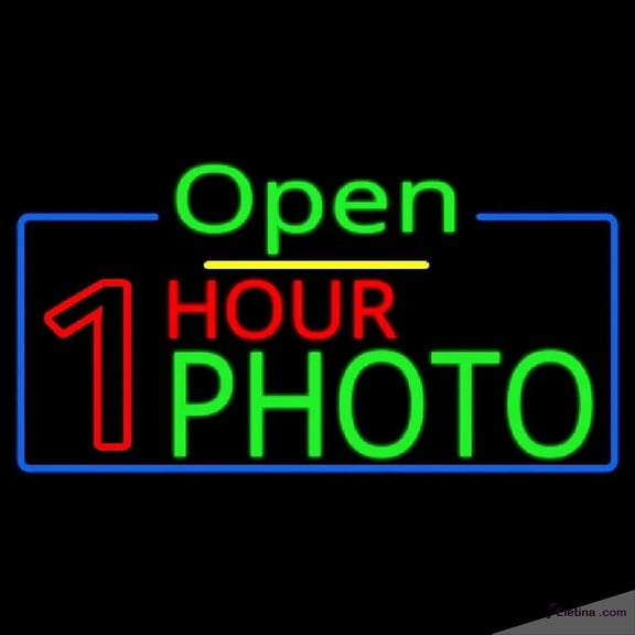 Neon Signs for Wall Decor One Hour Photo Open Handmade Art Sign Neon Led Tubing16x20inch