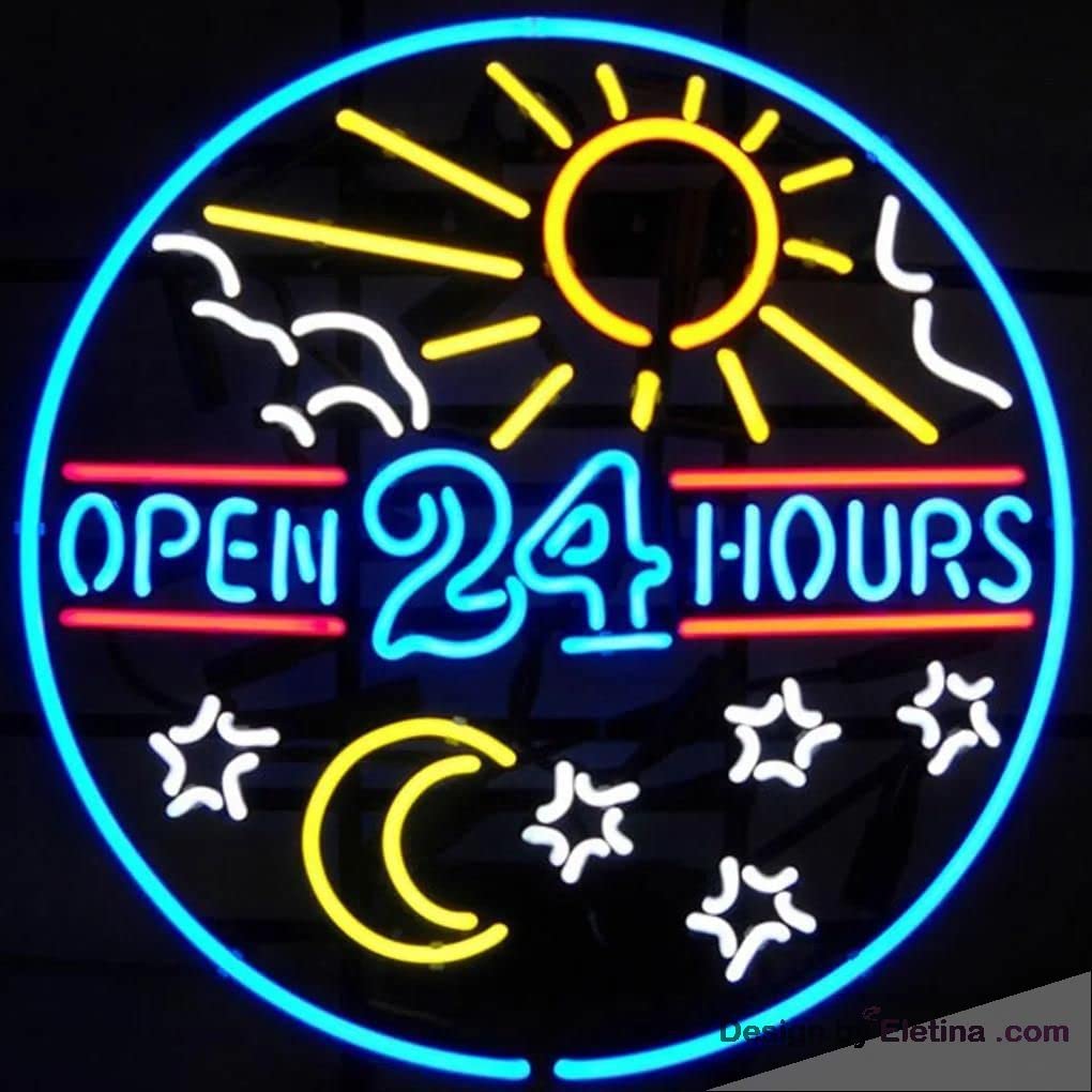 Neon Signs for Wall Decor Open Hours Sun And Moon Sign Vintage Style ...