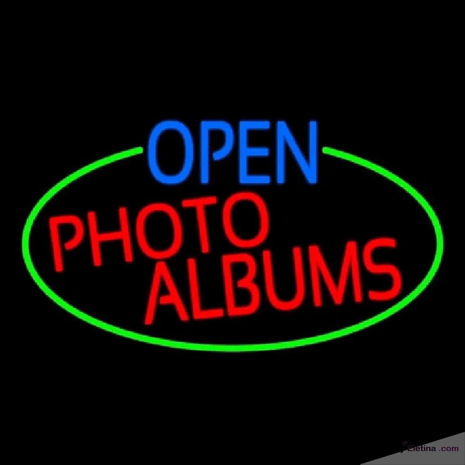 Neon Signs for Wall Decor Open Photo Albums Oval With Green Border ...
