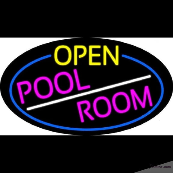Neon Signs for Wall Decor Open Pool Room Oval With Blue Border Handmade Art Sign Neon Led Tubing16x20inch