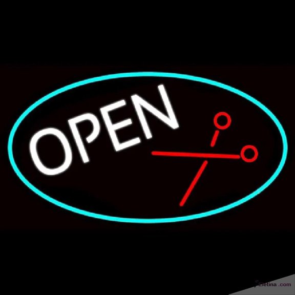 Neon Signs for Wall Decor Open With Scissor Logo Handmade Art Sign Neon Led Tubing16x20inch