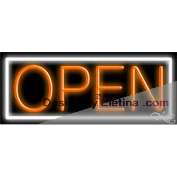 Neon Signs for Wall Decor Orange Open With White Border Sign Neon Led Tubing16x20inch