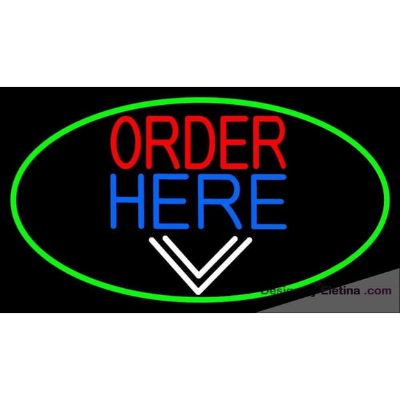 Neon Signs for Wall Decor Order Here With Down Arrow With Green Border Sign Neon Led Tubing16x20inch