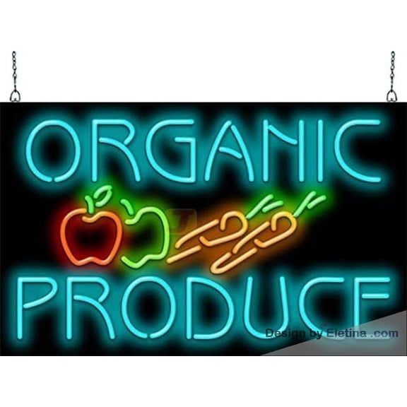 Neon Signs for Wall Decor Organic Produce Sign Neon Led Tubing16x20inch