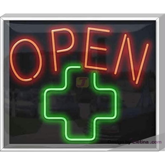 Neon Signs for Wall Decor Outdoor Medical Cross Open Neon Led Tubing16x20inch