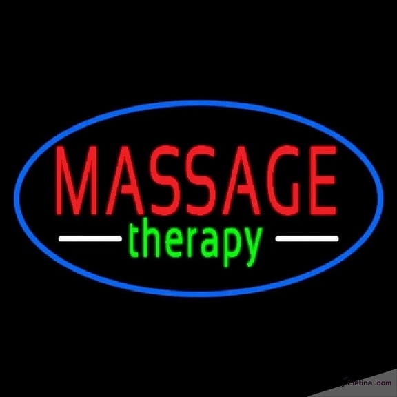 Neon Signs for Wall Decor Oval Massage Therapy Blue Border Handmade Art Sign Neon Led Tubing16x20inch