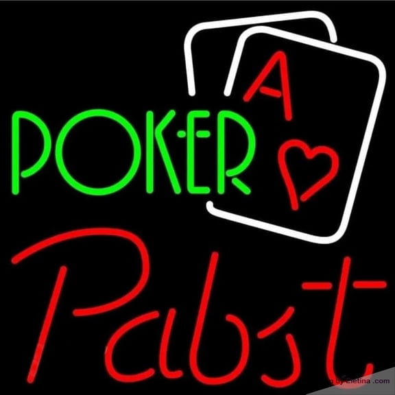 Neon Signs for Wall Decor Pabst Green Poker Beer Sign Handmade Art Sign Neon Led Tubing 15x17inch