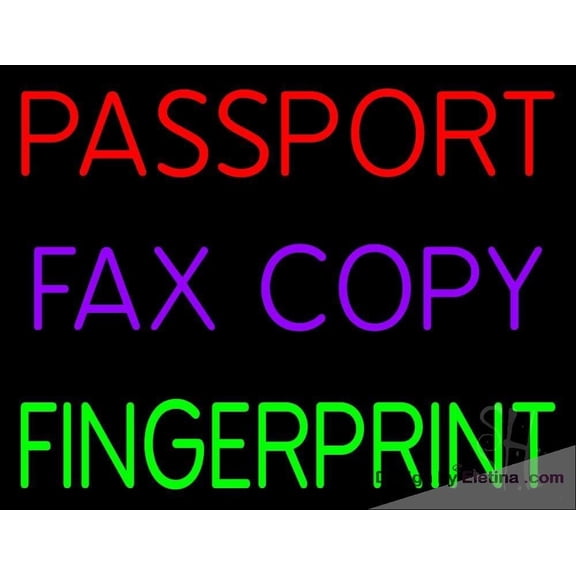 Neon Signs for Wall Decor Passport Fax Copy Fingerprint Sign Neon Led Tubing16x20inch