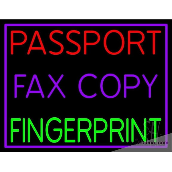 Neon Signs for Wall Decor Passport Fax Copy Fingerprint With Border Sign Neon Led Tubing16x20inch