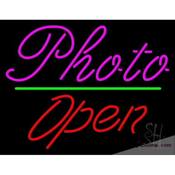 Neon Signs for Wall Decor Pink Cursive Photo With Open Sign Neon Led Tubing16x20inch