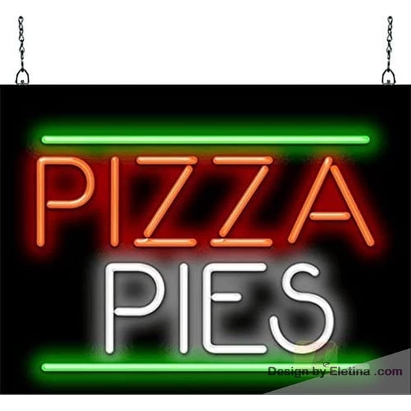 Neon Signs for Wall Decor Pizza Pies With Border Sign Neon Led Tubing16x20inch