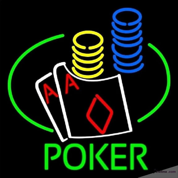 Neon Signs for Wall Decor Poker Double Aces Table And Chips Handmade Art Sign Neon Led Tubing16x20inch