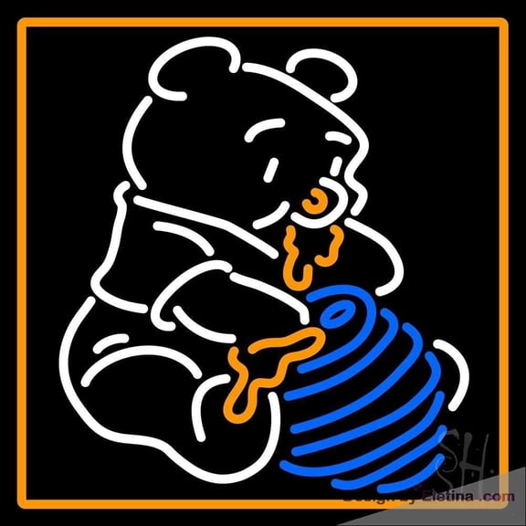 Neon Signs for Wall Decor Pooh Eating Honey Sign Neon Led Tubing16x20inch