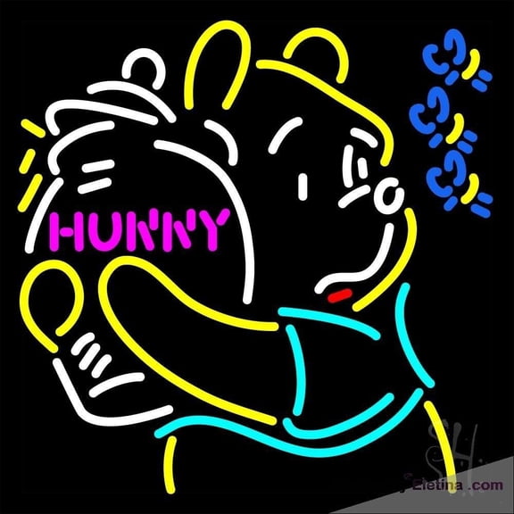 Neon Signs for Wall Decor Pooh With Flowers Butterfly Sign Neon Led Tubing16x20inch