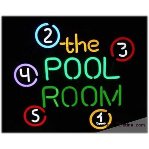Neon Signs for Wall Decor Pool Room Ball Billiards Sign Mint Light Sign Real Led Tube Beer Bar Pub Light Sign Handicrafted Neon Tubing16x20inch