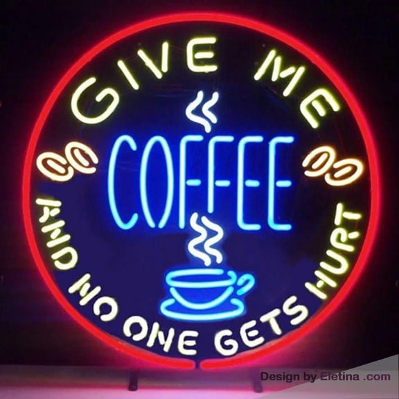 Neon Signs for Wall Decor Professional Give Me Coffee And No One Get Hurt Beer Bar Open Neon Led Tubing16x20inch