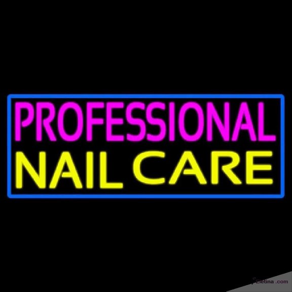Neon Signs for Wall Decor Professional Nail Care With Blue Border Handmade Art Sign Neon Led Tubing16x20inch