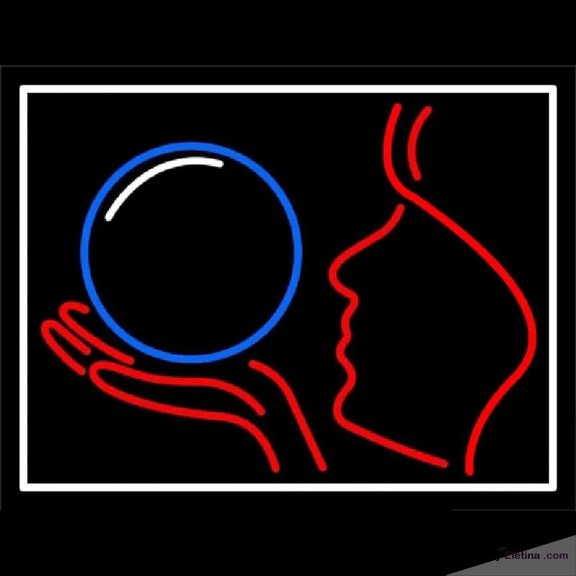 Neon Signs for Wall Decor Psychic Crystal Logo With White Border Handmade Art Sign Neon Led Tubing16x20inch