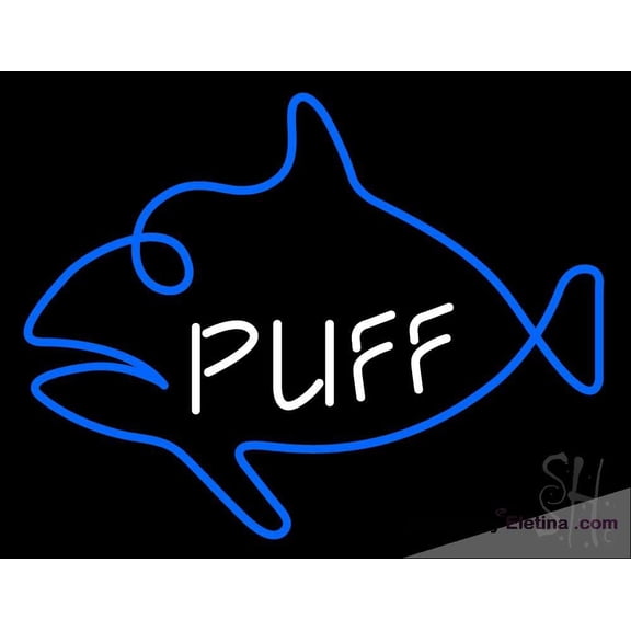 Neon Signs for Wall Decor Puff Blue Fish Sign Neon Led Tubing16x20inch