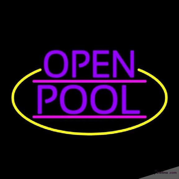 Neon Signs for Wall Decor Purple Open Pool Oval With Yellow Border Handmade Art Sign Neon Led Tubing16x20inch