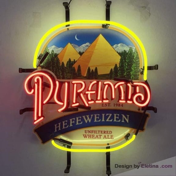 Neon Signs for Wall Decor Pyramid Hefeweizen Real Led Handcraft Beer Bar Pub Store Party Room Window Display 16x20inch Inch Neon Tubing16x20inch