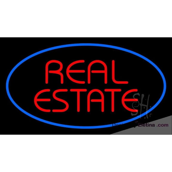 Neon Signs for Wall Decor Real Estate Blue Sign Neon Led Tubing16x20inch