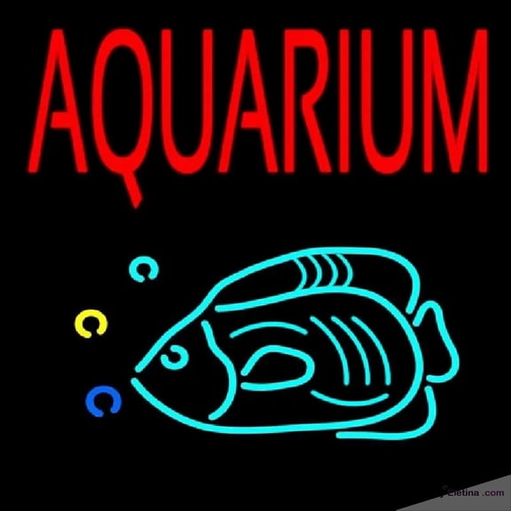 Neon Signs for Wall Decor Red Aquarium Fish Logo Handmade Art Sign Neon Led Tubing 15x17inch